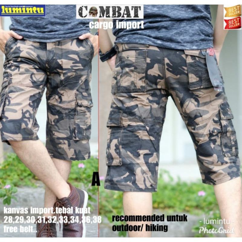 celana pendek loreng kargo import kantong samping celana gunung celana pdl celana pendek army cargo