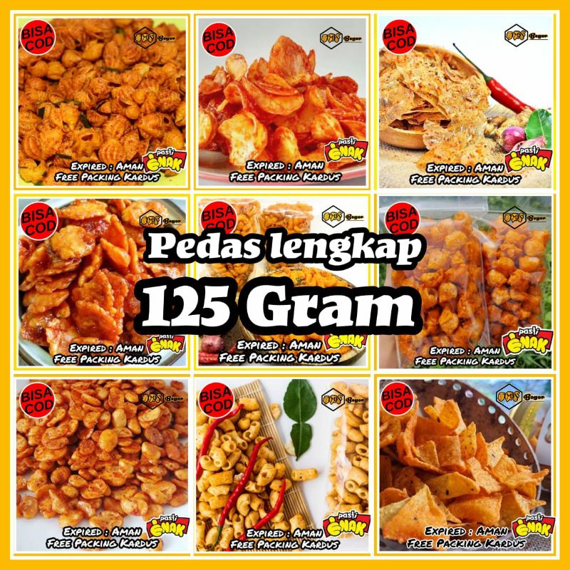 

Cemilan Pedas snack kiloan 125 Gram camilan kekinian jajan Jajanan Jadul Zaman Now enak Gurih Asin kriuk makanan ringan aneka snack keripik kripik kaca basreng makaroni kripca singkong balado moring melinjo ring ikan kerupuk keong rambo seblak bantat