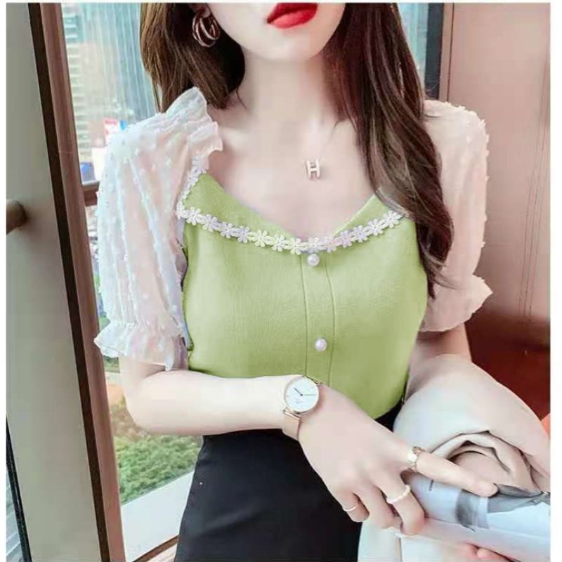 Zero~ 85008 Villy Knit Top//Atasan Kemeja & Blouse Wanita//Fashion Import-1