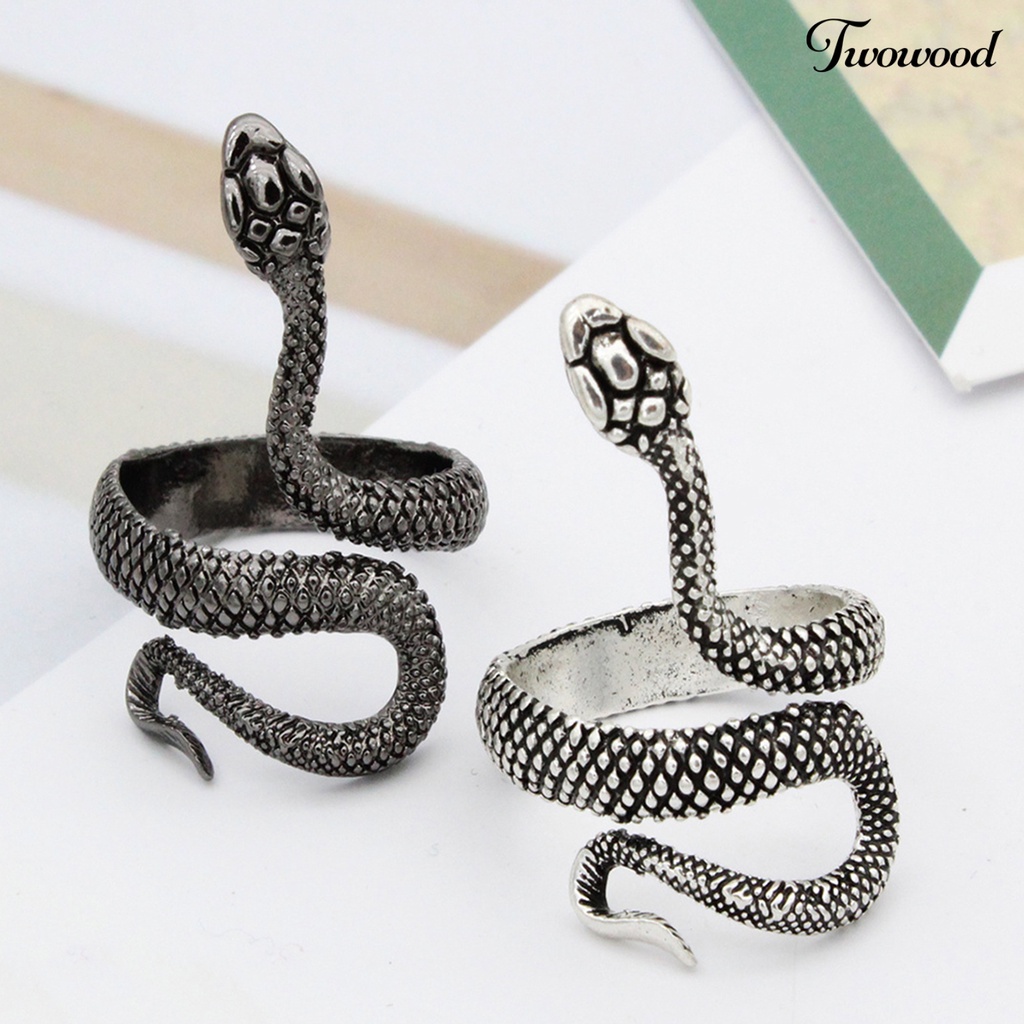 Cincin Bentuk Ular Bahan Alloy Adjustable Untuk Perhiasan