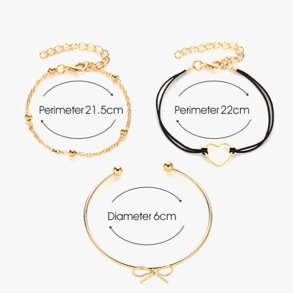 3 pcs/Gelang cinta busur Mode baru 3 set piece Jas minimalis bergaya etnik