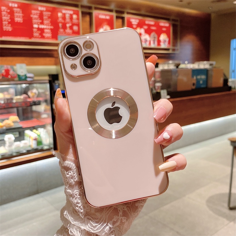 High-end luxury electroplating TPU case iphone 11 pro max 13 12 pro max with empty logo with lens all-inclusive soft shell anti-fall protective cover