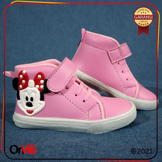 Sepatu Boots Anak Perempuan Motif Karet 3D Micky Lucu Murah | Sepatu Kids Onvie