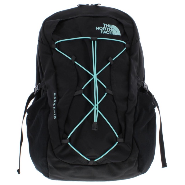 black and blue north face backpack