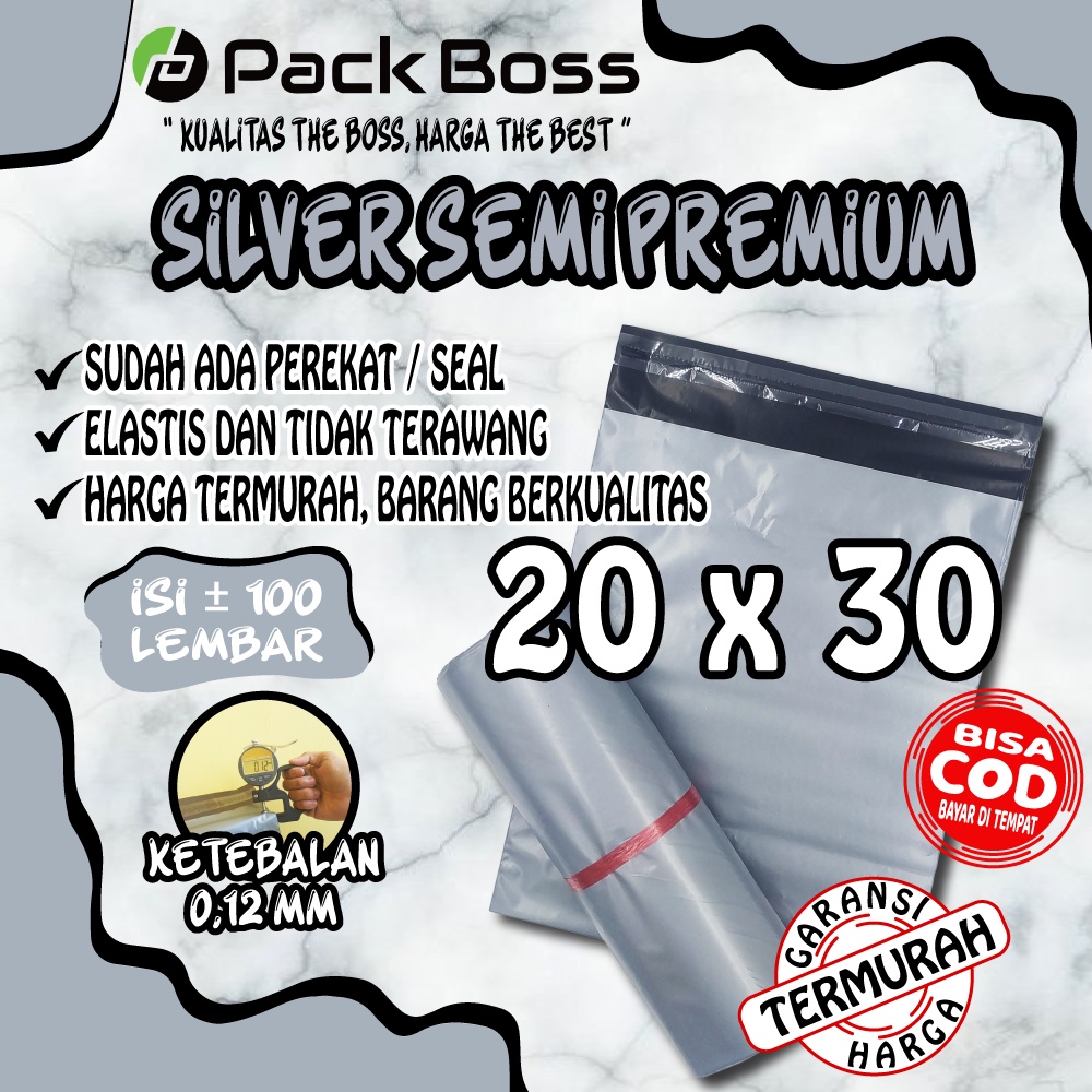 

20x30 SILVER SEMI PREMIUM POLYMAILER PACKAGING ONLINE ADA PEREKAT