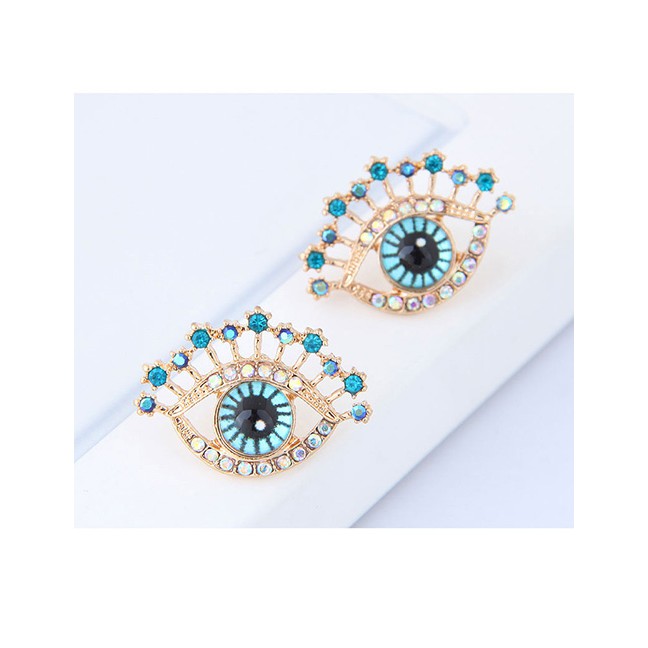 LRC Anting Tusuk Simple Blue Eye Shape Decorated A56569