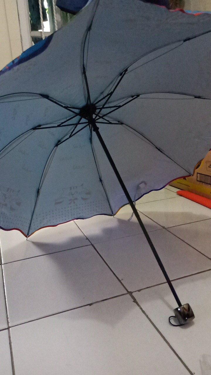 Payung Lipat 3 Korea Lapisan Silver Motif Kembang / Bunga