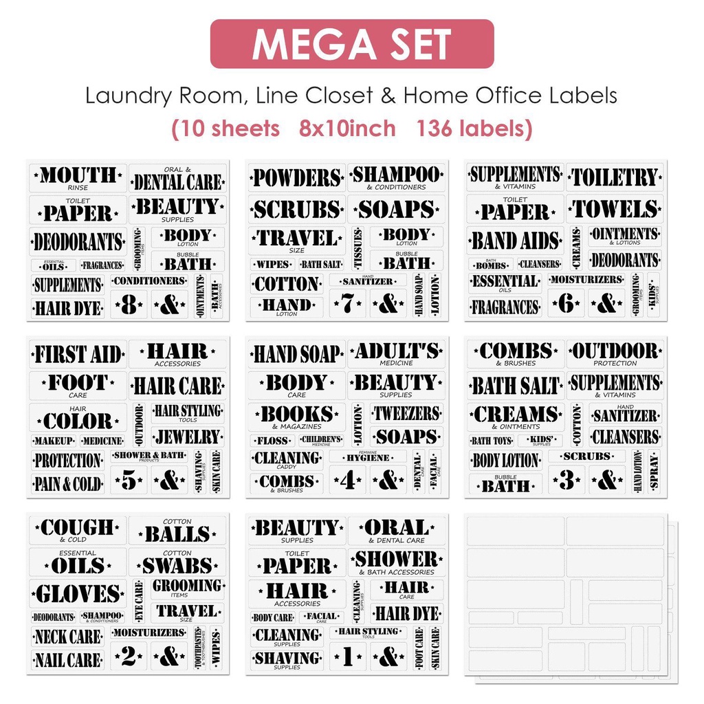 136pcs Stiker Label Kosmetik Model Transparan Untuk Kamar Mandi