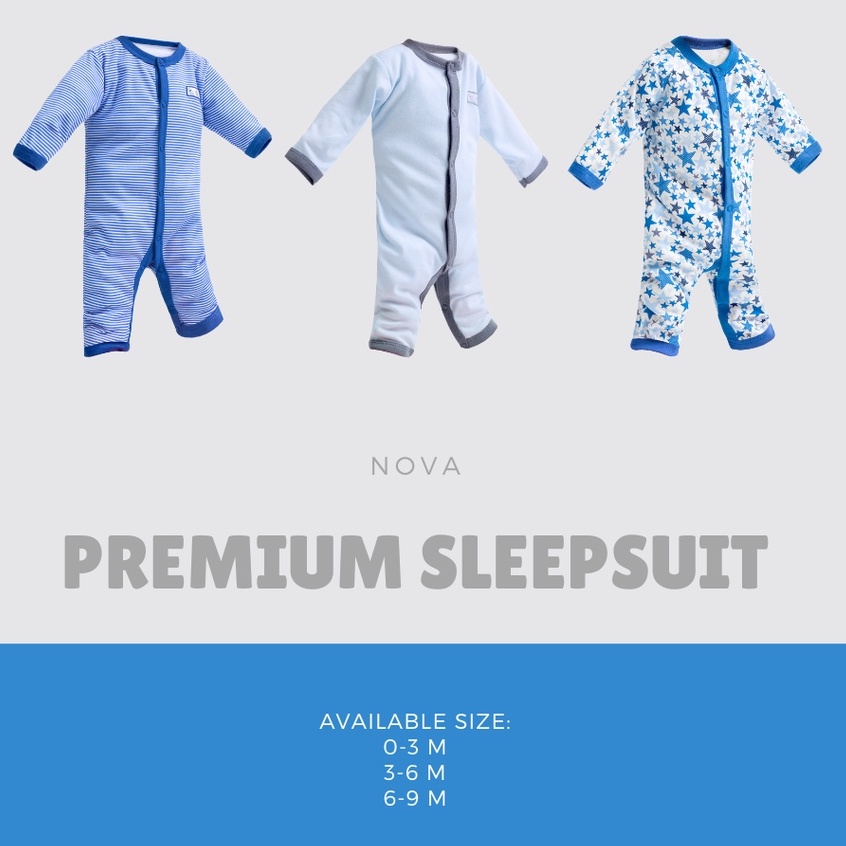 3 Pcs Sleepsuit Premium Nova 0-3 3-6 6-9 Bulan Baju Kodok Bayi Jumper Baby Newborn