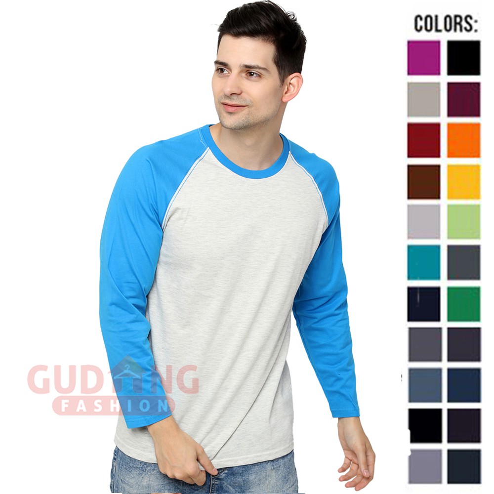 Baju Raglan Pria Panjang Modis / Tshirt Casual Warna Kombinasi - Banyak Pilihan Warna PLS (COMB)