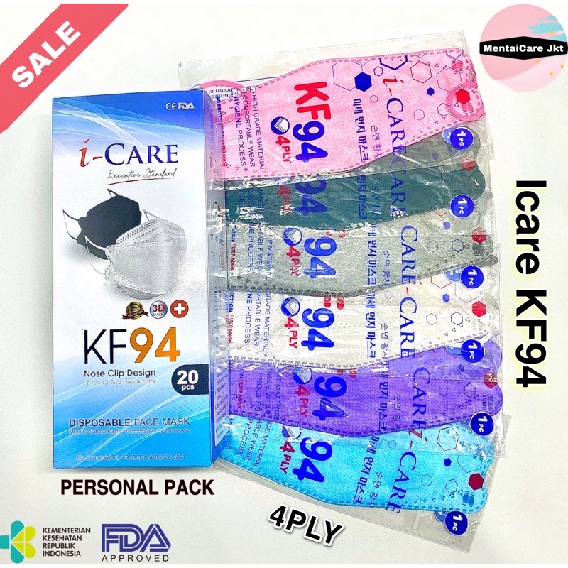 Masker KF94 Dewasa PERSONAL PACK ICARE 4 PLY Tebal KF 94 Kemenkes