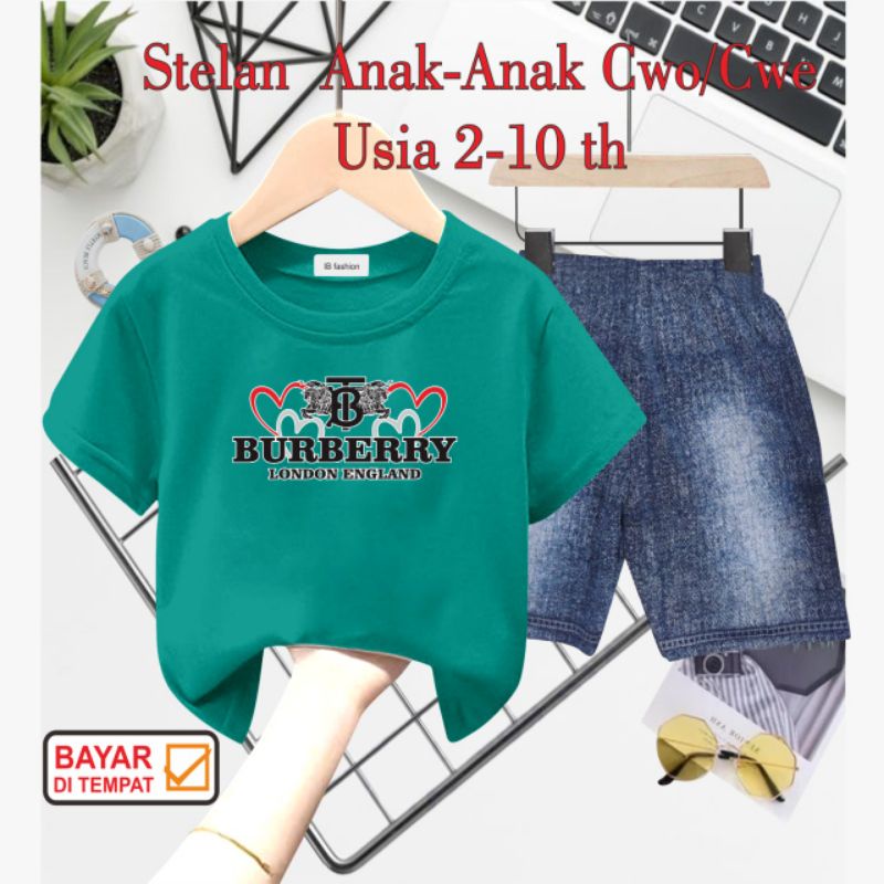 ((IB))SETELAN ANAK2 UNISEX SEMI JEANS/BUR83RRY DIGITAL SABLON