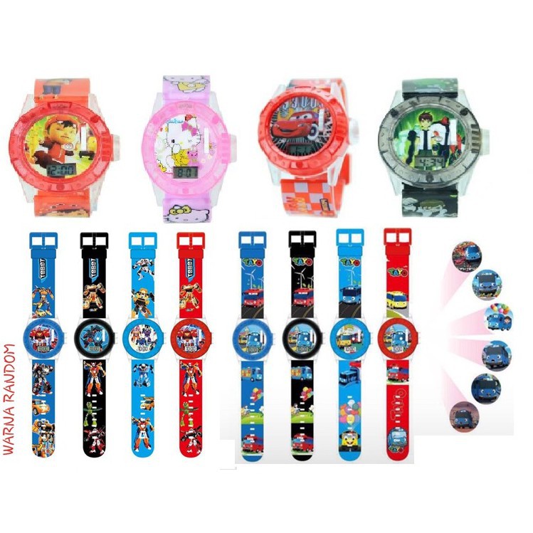 [BAJ] JAM TANGAN ANAK KARAKTER PROYEKTOR LASER LAMPU SUARA MELODY SUPER-HERO DIGITAL RUBBER - JA008