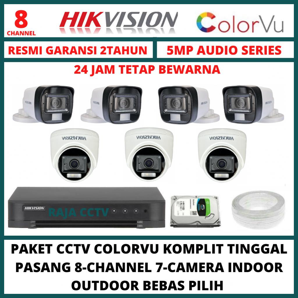 PAKET CCTV HIKVISION 5MP COLORVU 8 CHANNEL 7 CAMERA TURBO HD 3K COLORFUL KAMERA CCTV AUDIO SERIES