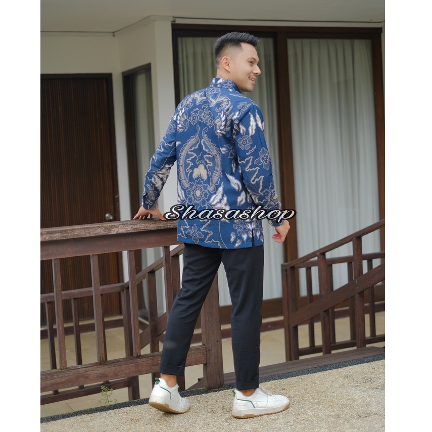 Batik Pria YUDHA BIRU Katun Halus Full Furing Termurah