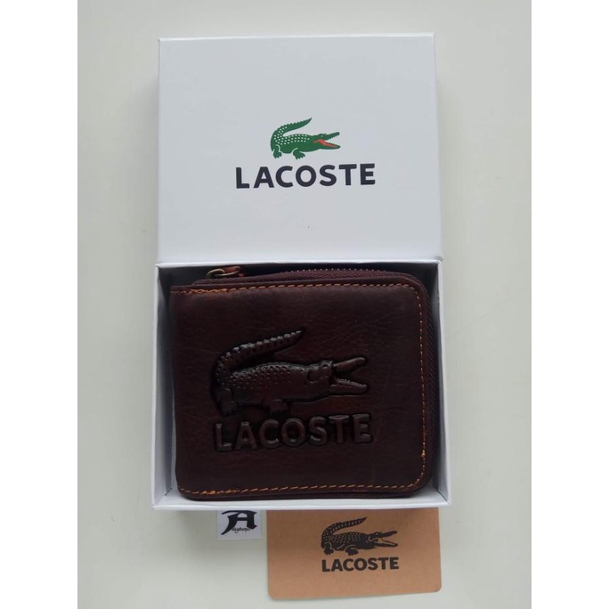 Bagus Dompet Kulit Asli Pria Tidur Lipat Lacoste 613 Resleting Murah Murah