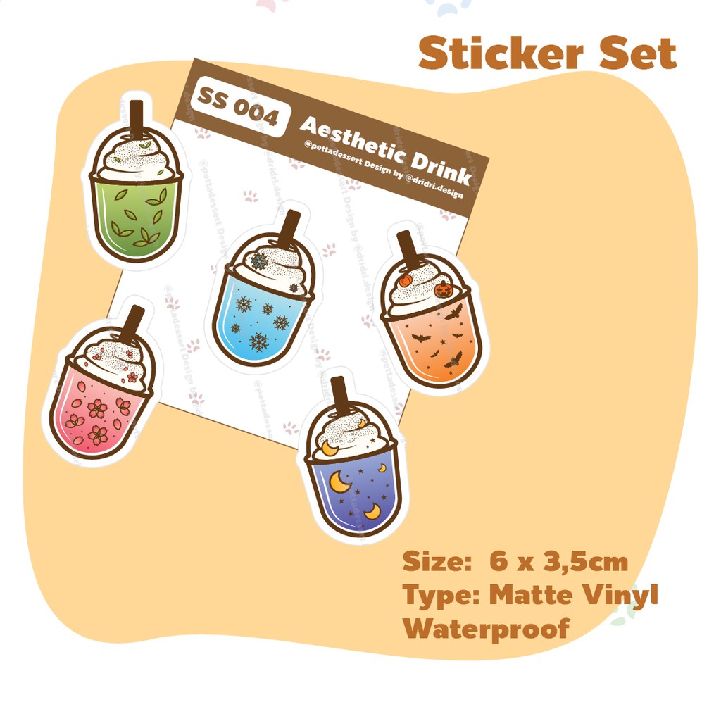

Pettadesserts - Aesthetic Seasonal Frappe Drink - Colorful Cute Decoration Jurnal Sticker Set