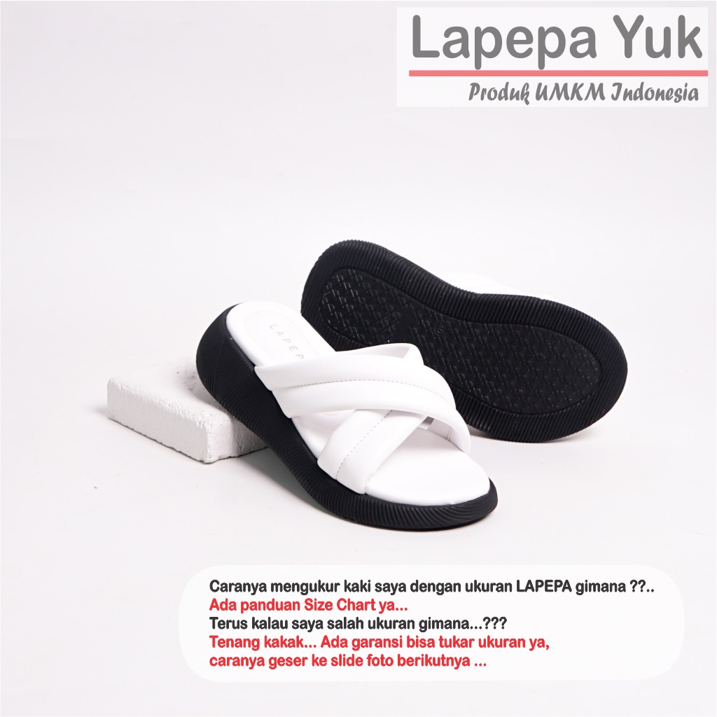 LAPEPA YUK - Sandal Platform Anak Perempuan Usia 2 sampai 10 Tahun NADHIRA KIDS Sendal Anak cewek Wedges Wanita Empuk Model Silang Warna WHITE Putih Strap adek kakak cewe Slop Usia Umur 3 4 5 6 7 8 9 thn Tahun Premium Ori Original Mall Official Store