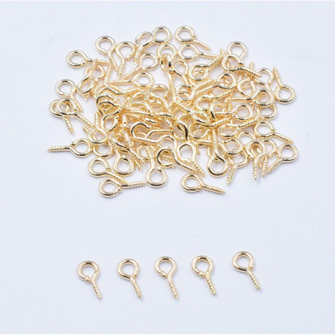 200Pcs / Lot Eyepins Sekrup Kait Berulir Ukuran 4x8mm / 5x10mm Untuk Membuat Perhiasan