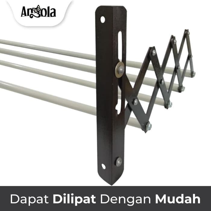 Jemuran Dinding Lipat Aluminium Hanger Gantungan Rak Baju Handuk Selimut Pakaian Portable Foldable