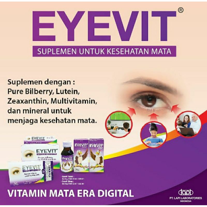 (BOX isi 30) Eyevit Tablet Lutein Zeaxatin Bilberry vitamin Mata