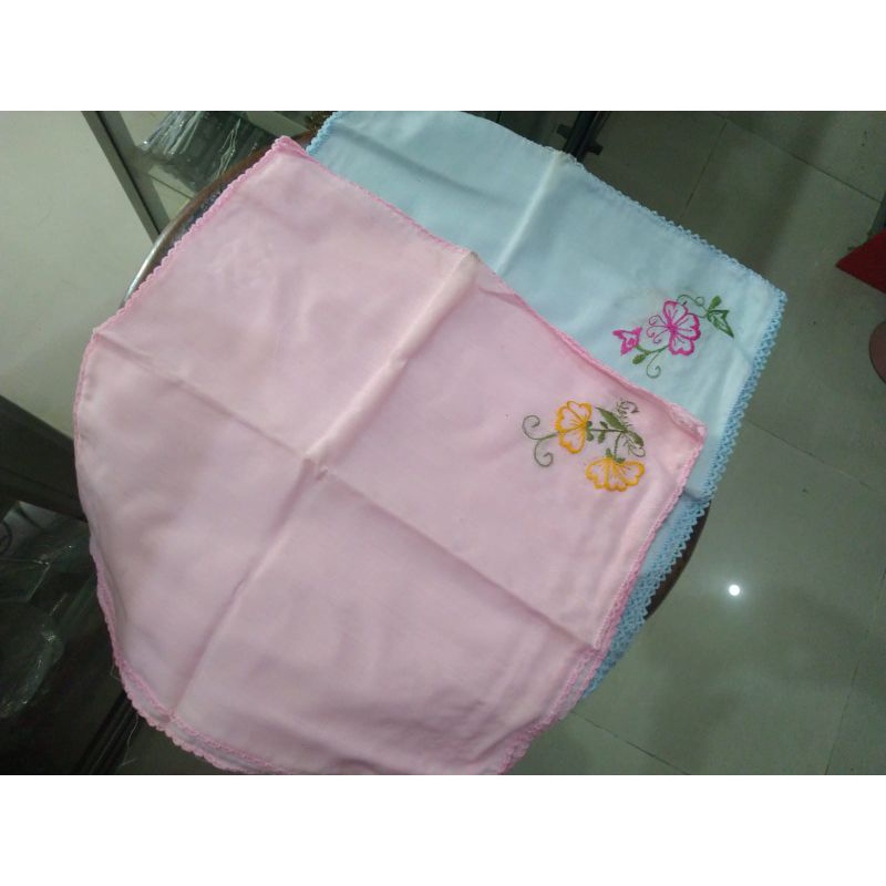 sapu tangan bunga sulam