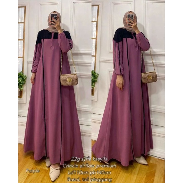 gamis crinkle syifa kasyifa kombinasi / crince airflow
