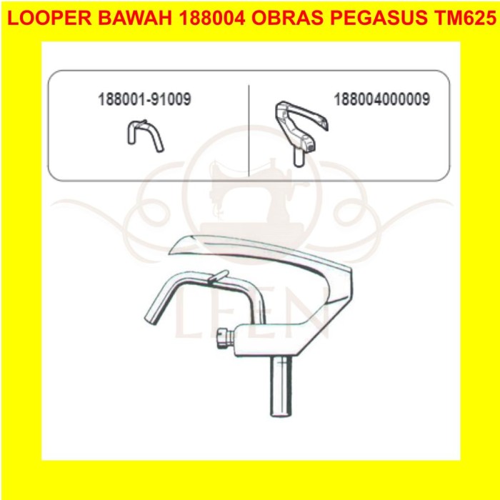 Set Looper, Skrup, Tahanan Jarum Pegasus TM625 Mesin Jahit Chain LEEN