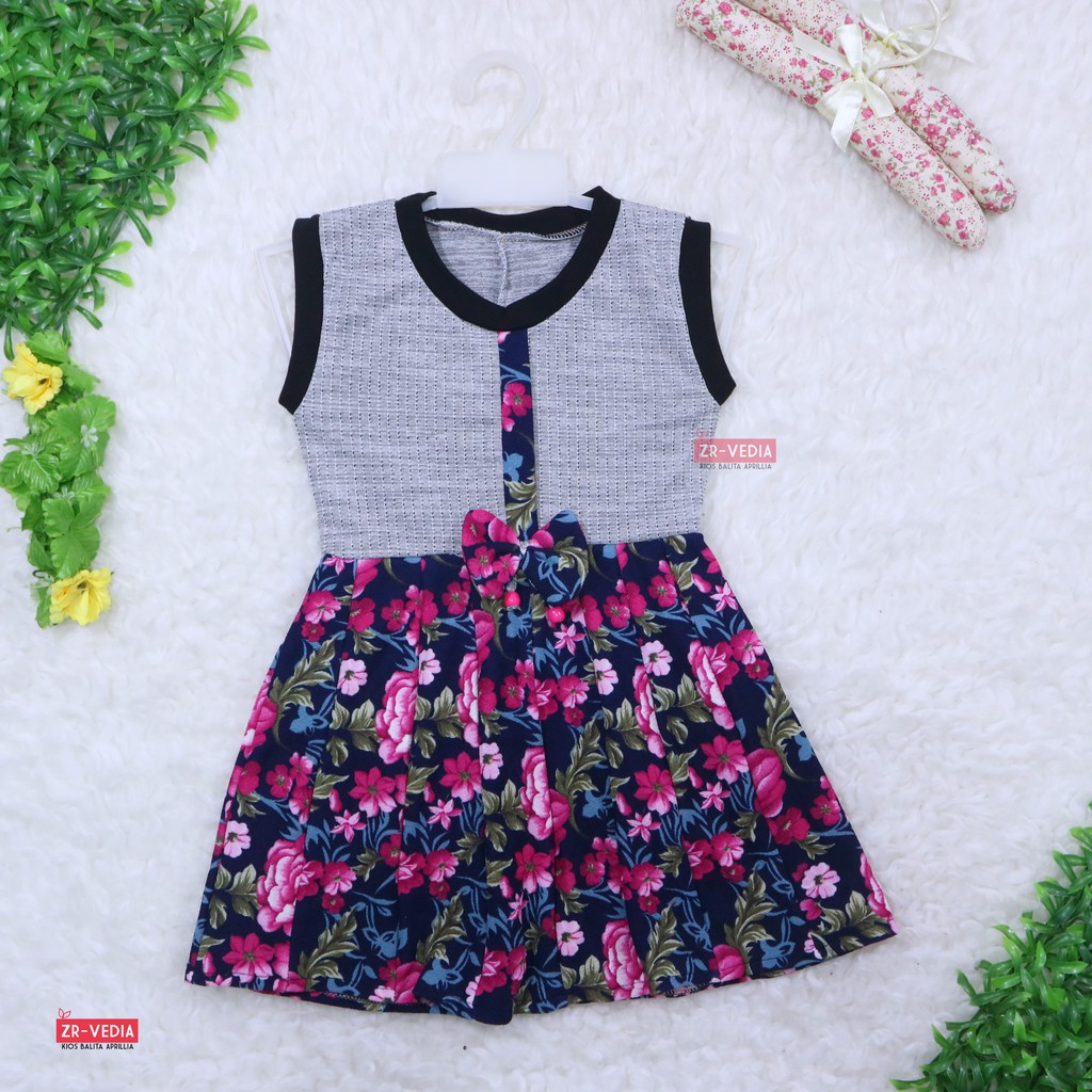 Dress Nabila Uk 5-6 Tahun / Dres Anak Perempuan Cewek Baju Motif Murah Casual Pesta Yukensi Adem