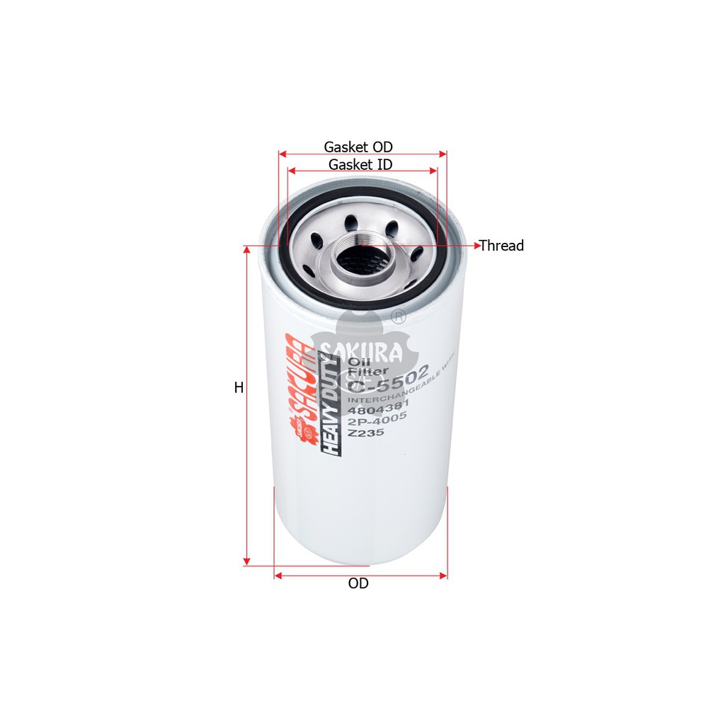 Sakura Oil Filter Oli C-5502 D342, 353, 8K, 9H, 594H, 120H Grader, 16M, 777D, D6R, D8R, D9R