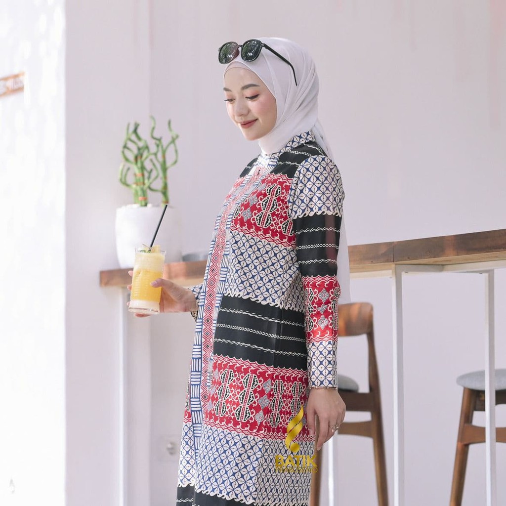 BAJU KEMEJA BATIK WANITA MODERN Prabuseno - Batik Prabuseno - Dewi Tunik Batik Wanita Lengan Panjang