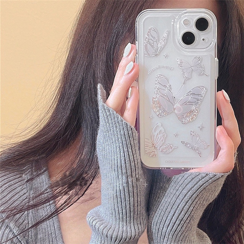 Soft Case Silikon TPU Transparan Desain Kupu-Kupu Untuk Realme 9i 9 Pro+ C35 C30 C31 C25Y C21Y C25 C25s C25Y C21 C20 C20A C17 C15 C12 C11 8i 8 7i 7 Pro 5 5s 5i 6i Narzo 50A Prime Luxury Butterfly Phone Case Full Transparent Soft Silicone TPU Phone Cover