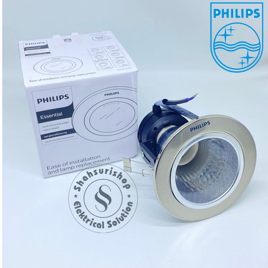 PHILIPS DOWNLIGHT RECESSED NICKEL 66662 3 INCH 3&quot; SILVER MAX 9 WATT