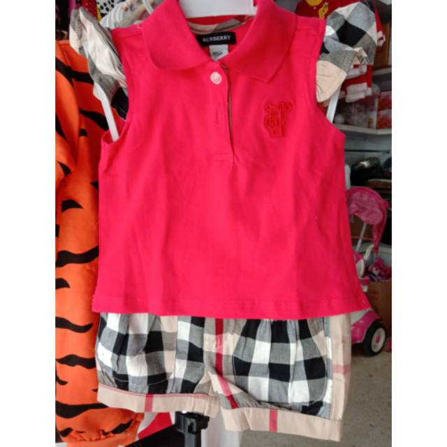 Setelan Polo Shirt (kaos kerah) Anak Kotak Burberry