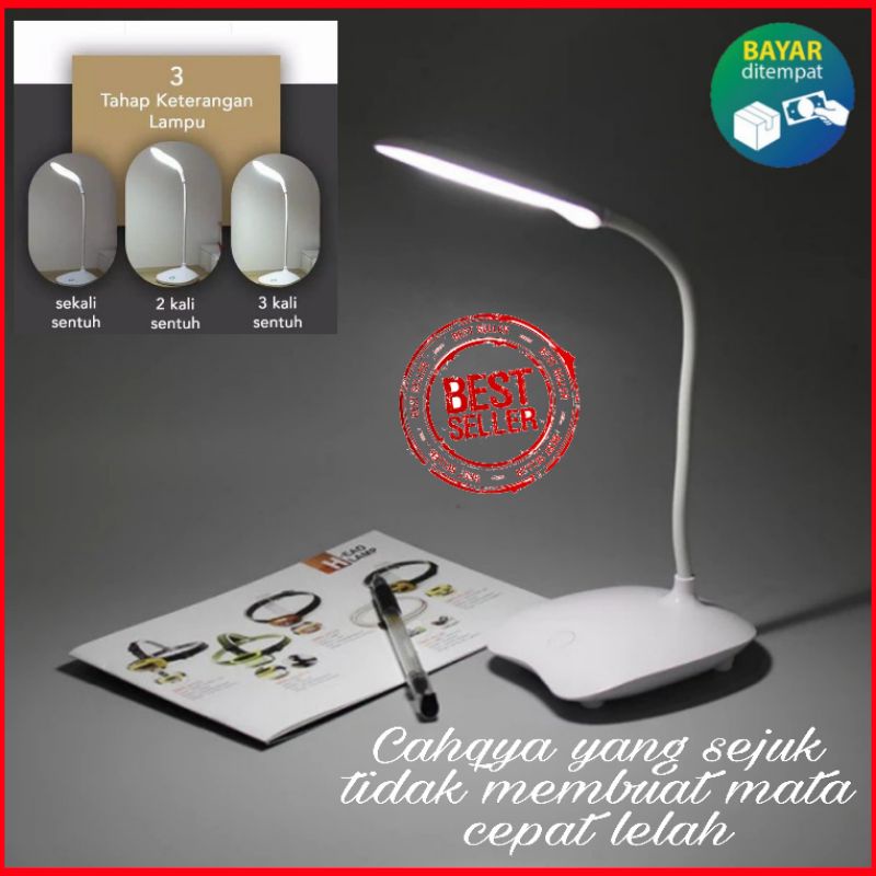 Lampu Baca Meja Belajar Dengan 3 Mode Terang Baterai Isi Ulang Led Lamp Flexible