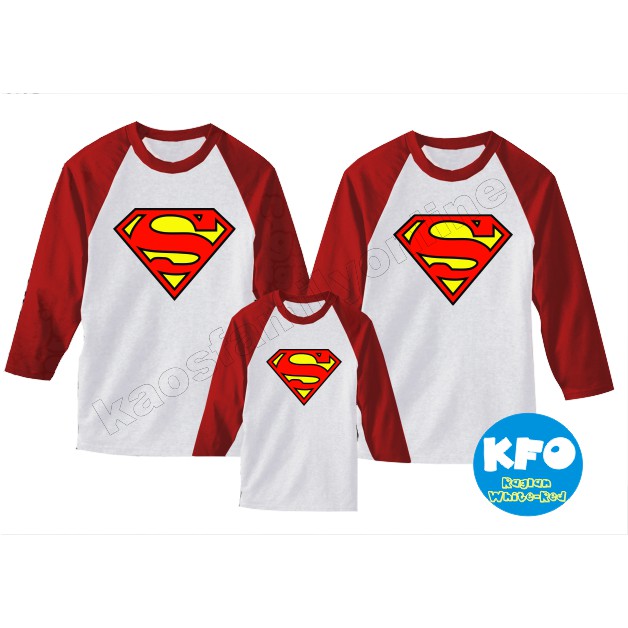 Baju Kaos Raglan Keluarga Family Couple Gathering Request Nama Custom Termurah Superman