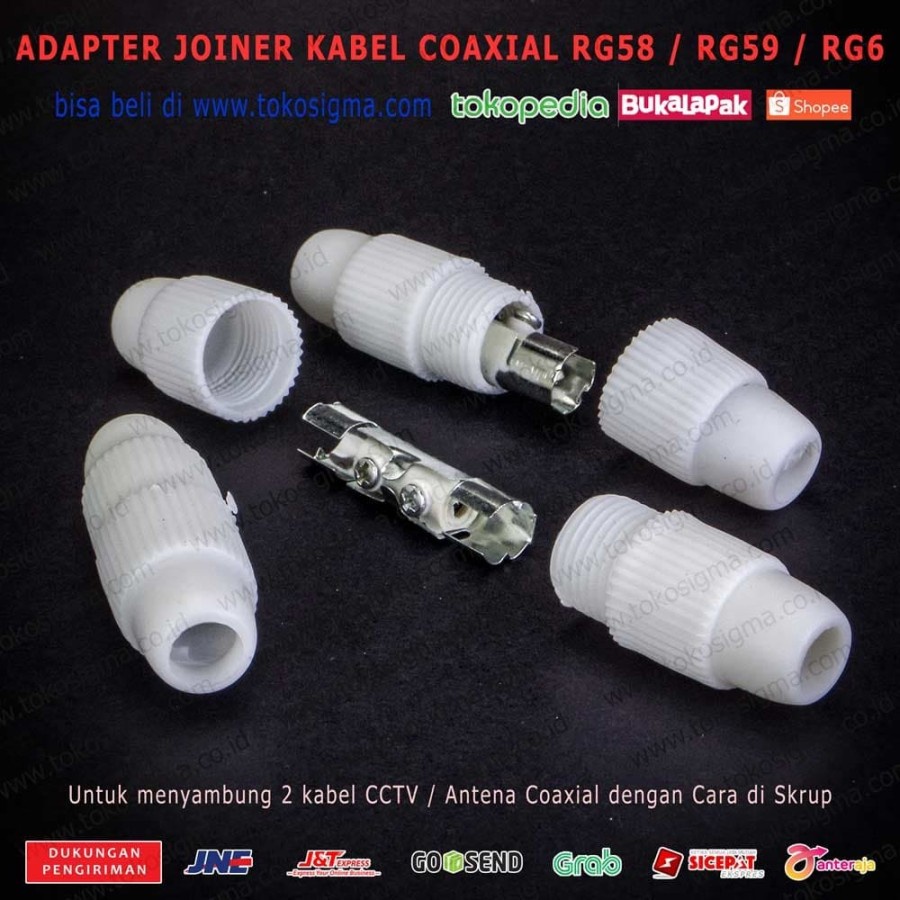 4pcs ADAPTER JOINER PENYAMBUNG 2 KABEL CCTV ANTENA COAXIAL RG58 RG59 RG6