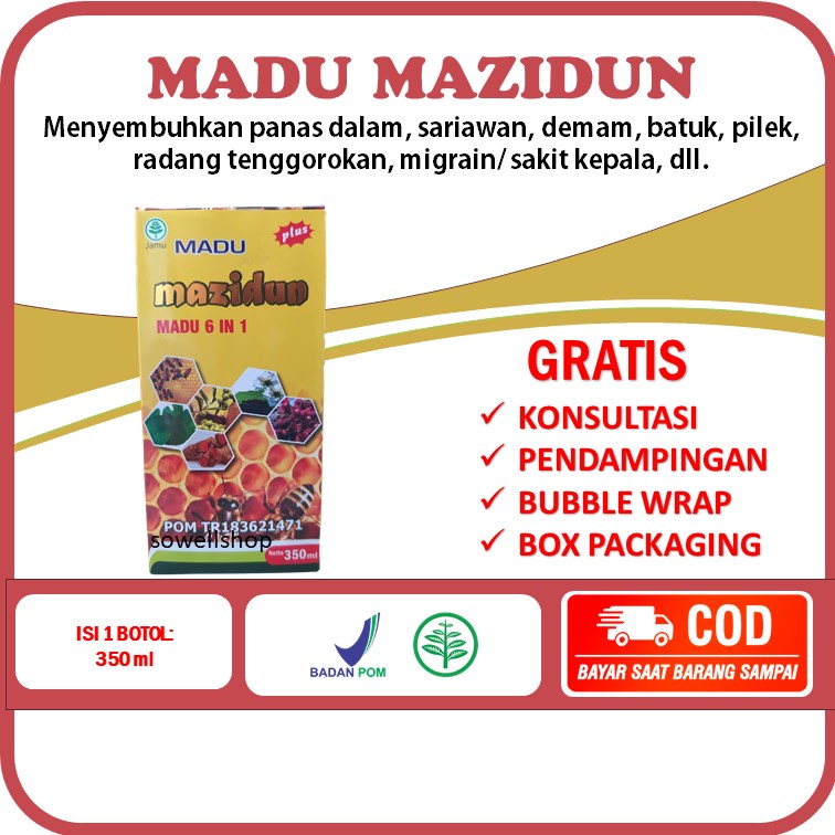 

Madu Mazidun 6 in 1 Obat Herbal Panas Dalam Sariawan Demam Batuk Pilek Radang Tenggorokan Sakit Kepala TBC Campak Liver Asma Keputihan Asam Urat Darah Tinggi Kolesterol 350ml