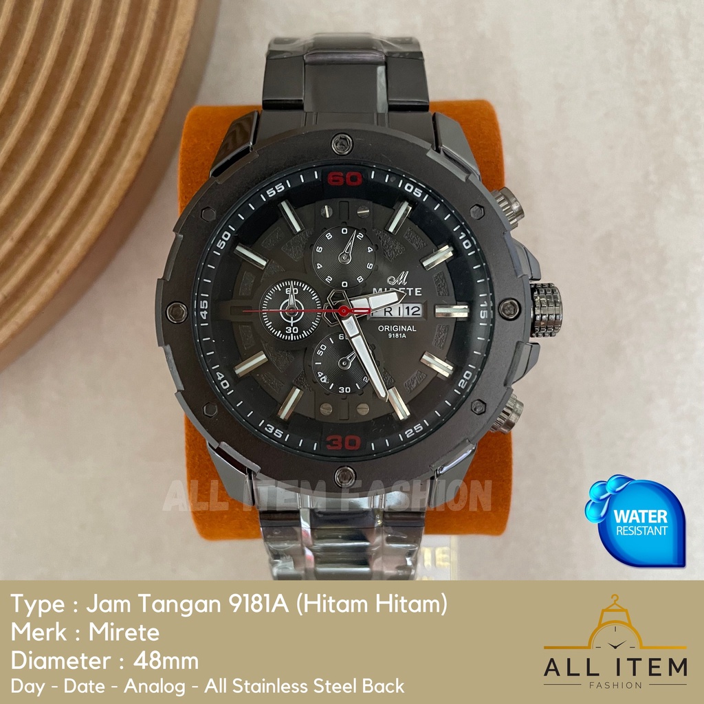 COD✅ Jam Tangan Rantai Pria Mirete Analog 9181A / Arloji / Watch / Tahan Air / Stainless Steel / Jam Tangan Laki Model Mewah