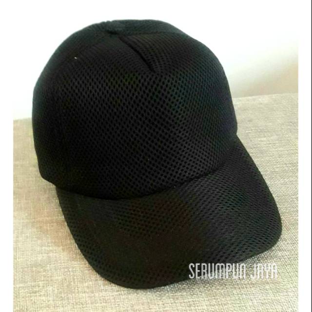 TOPI JARING DOUBLE MESS POLOS HITAM