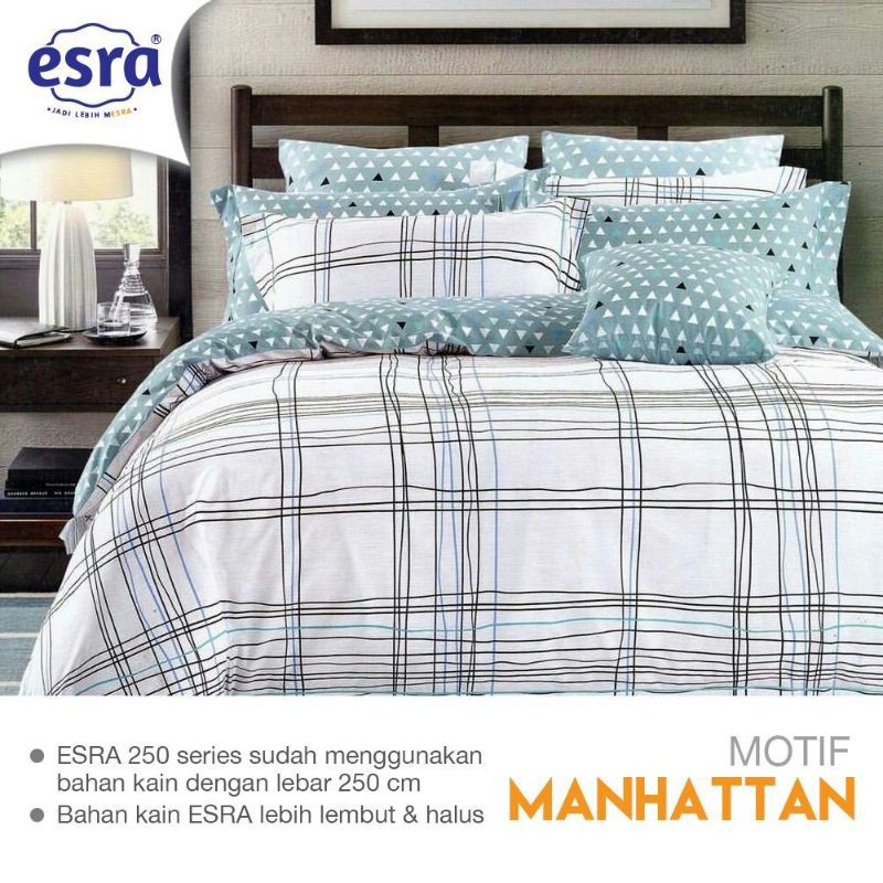 SPREI dan bedcover set katun lokal ESRA motif MANHATTAN