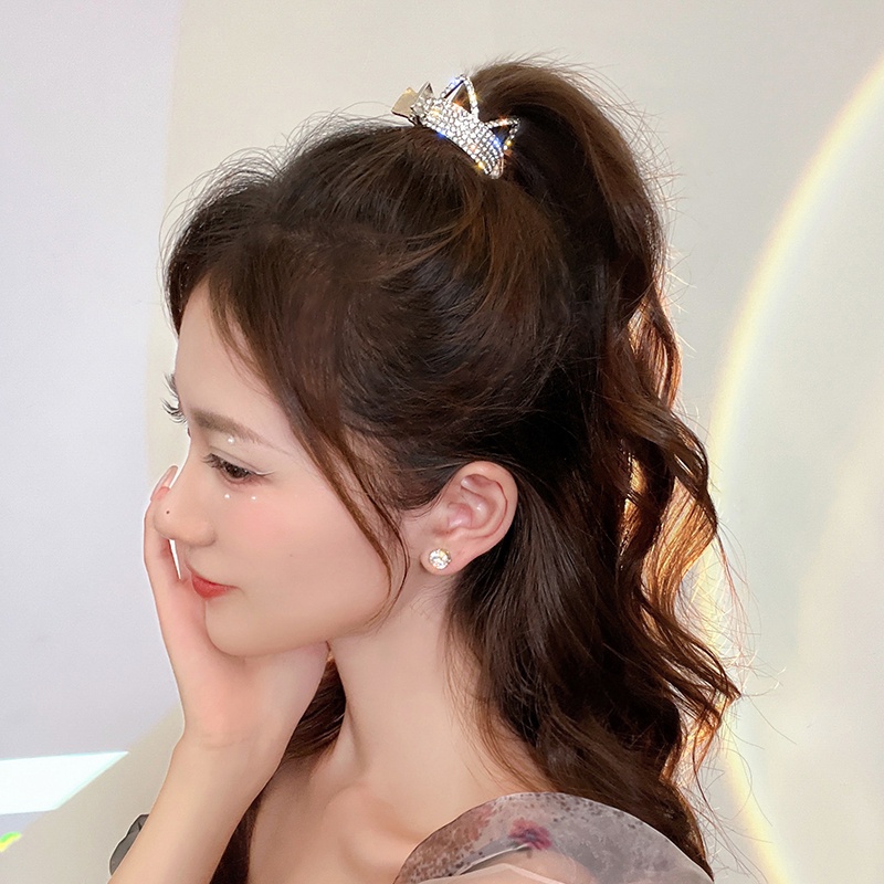 AY(CN) Jepit Rambut Ponytail Aksen Mutiara Kristal Gaya Korea Untuk Wanita