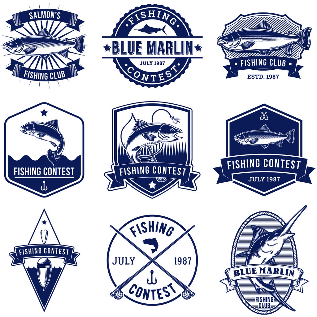 Fishing Club Logo Set Vector - Coreldraw