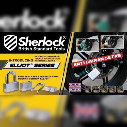 SHERLOCK ELLIOT GEMBOK PERISAI BAJA 63 MM - PINTU GERBANG CAKRAM MOTOR