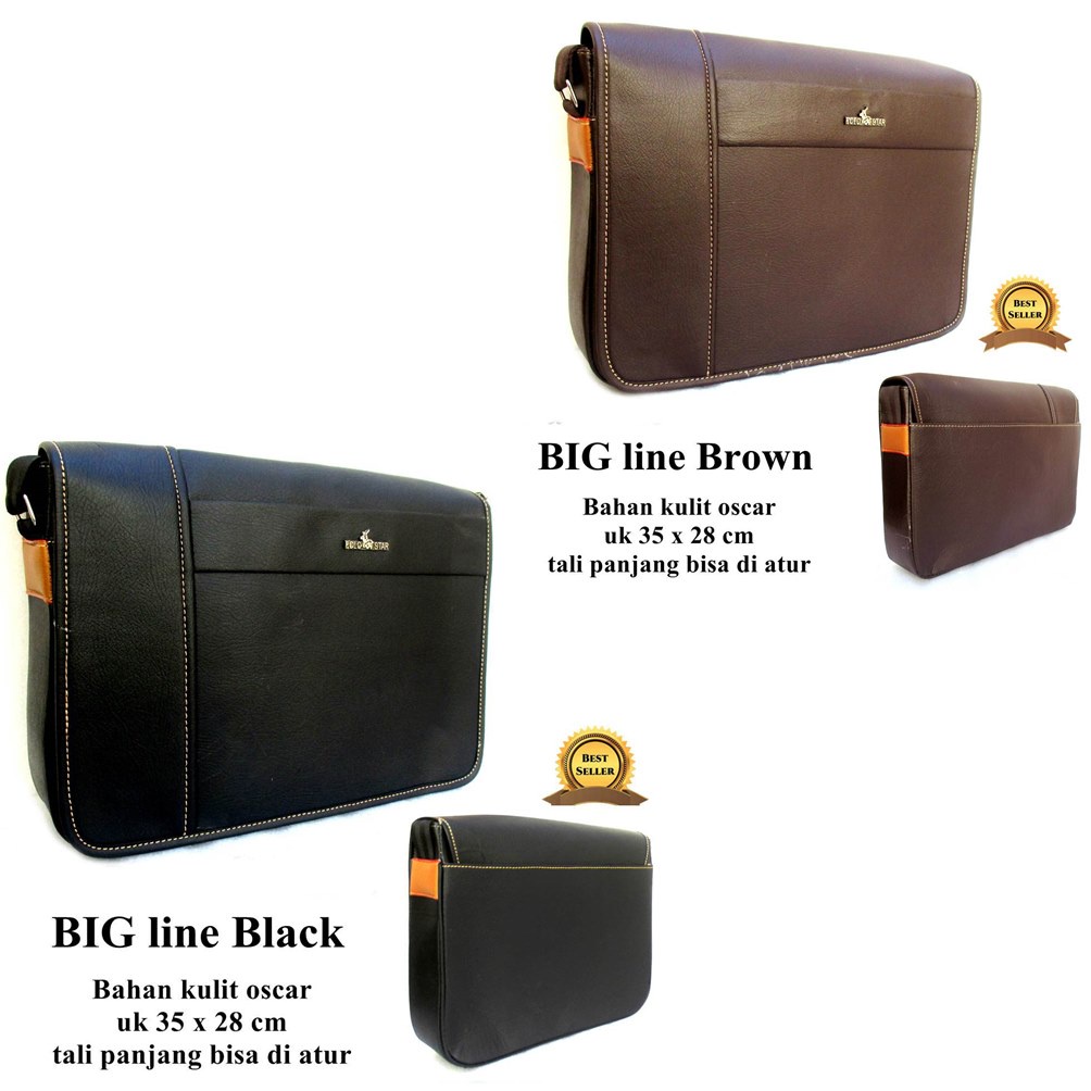 Tas Kulit Crossbody selempang Pria Oscar Jumbo Line
