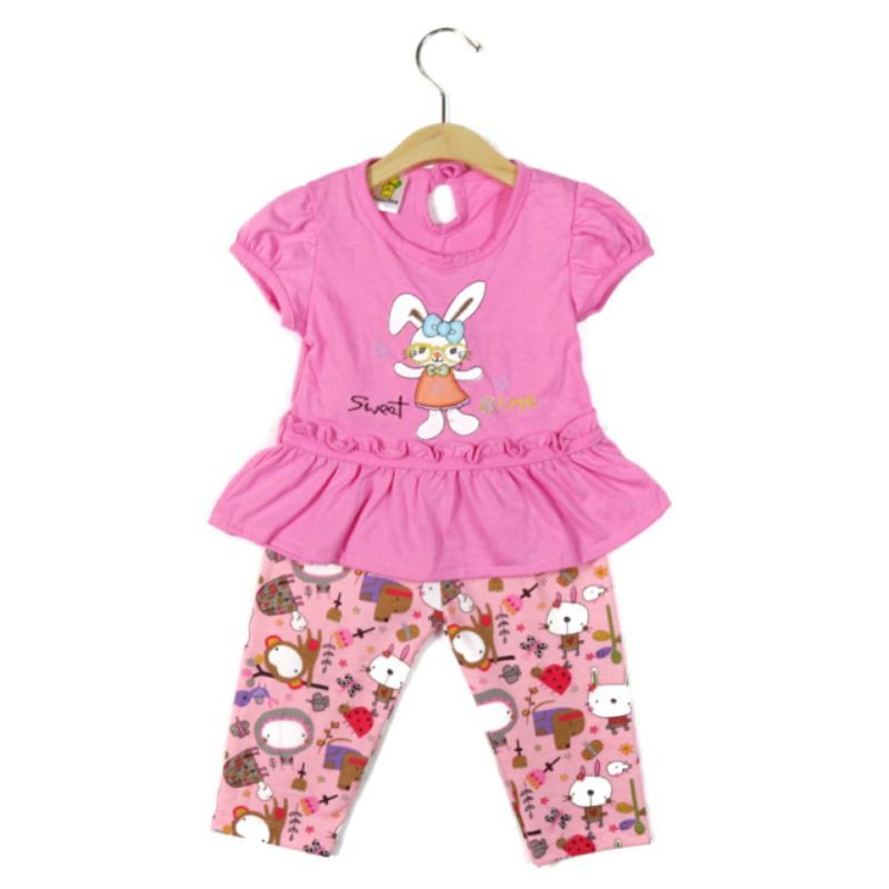 SETELAN FASHION PAKAIAN BAJU ANAK PEREMPUAN 1 TAHUN MOTIF BUNNY