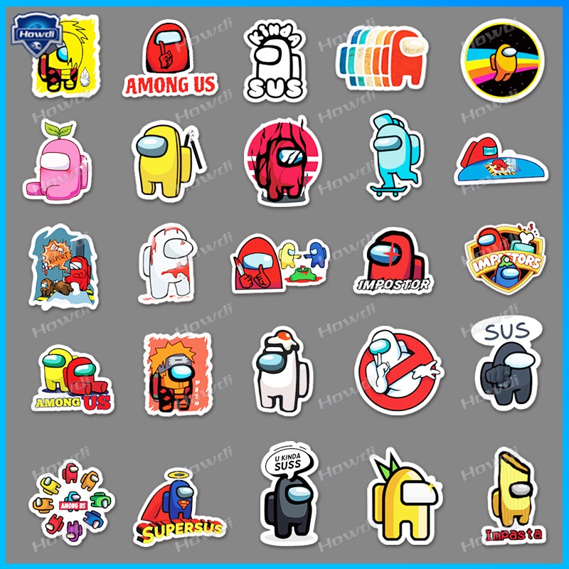 Stiker Motif Kartun Game Among Us Anti Air Untuk Mobil / Helm Motor