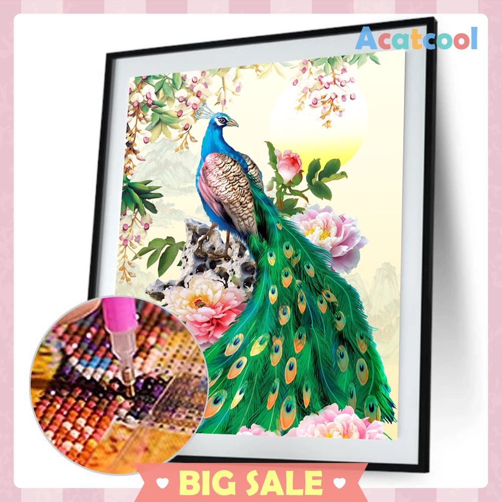 DIY Diamond Painting Flower Peafowl Cross Stitch Embroidery Mosaic Craft