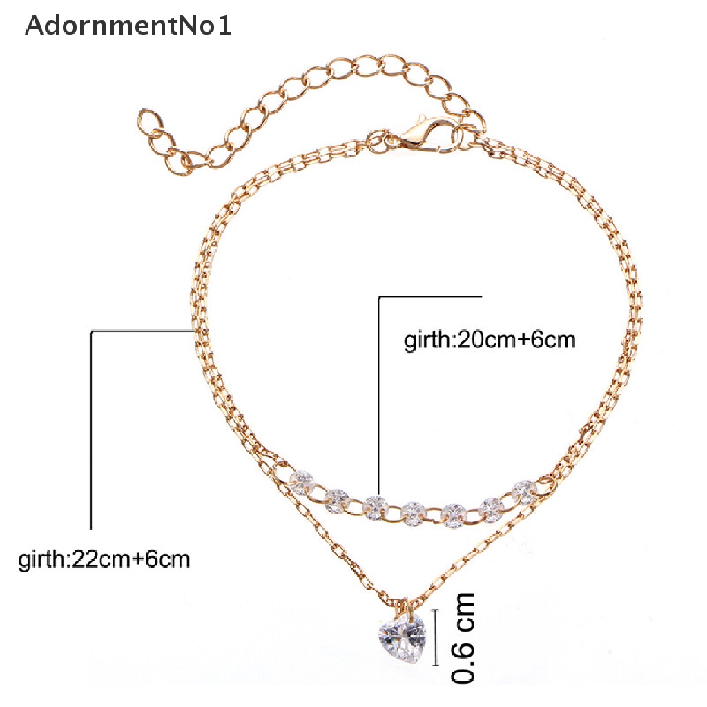 (AdornmentNo1) Gelang Tangan Rantai Aksen Infinity + Hati + Berlian Imitasi Untuk Perhiasan Wanita