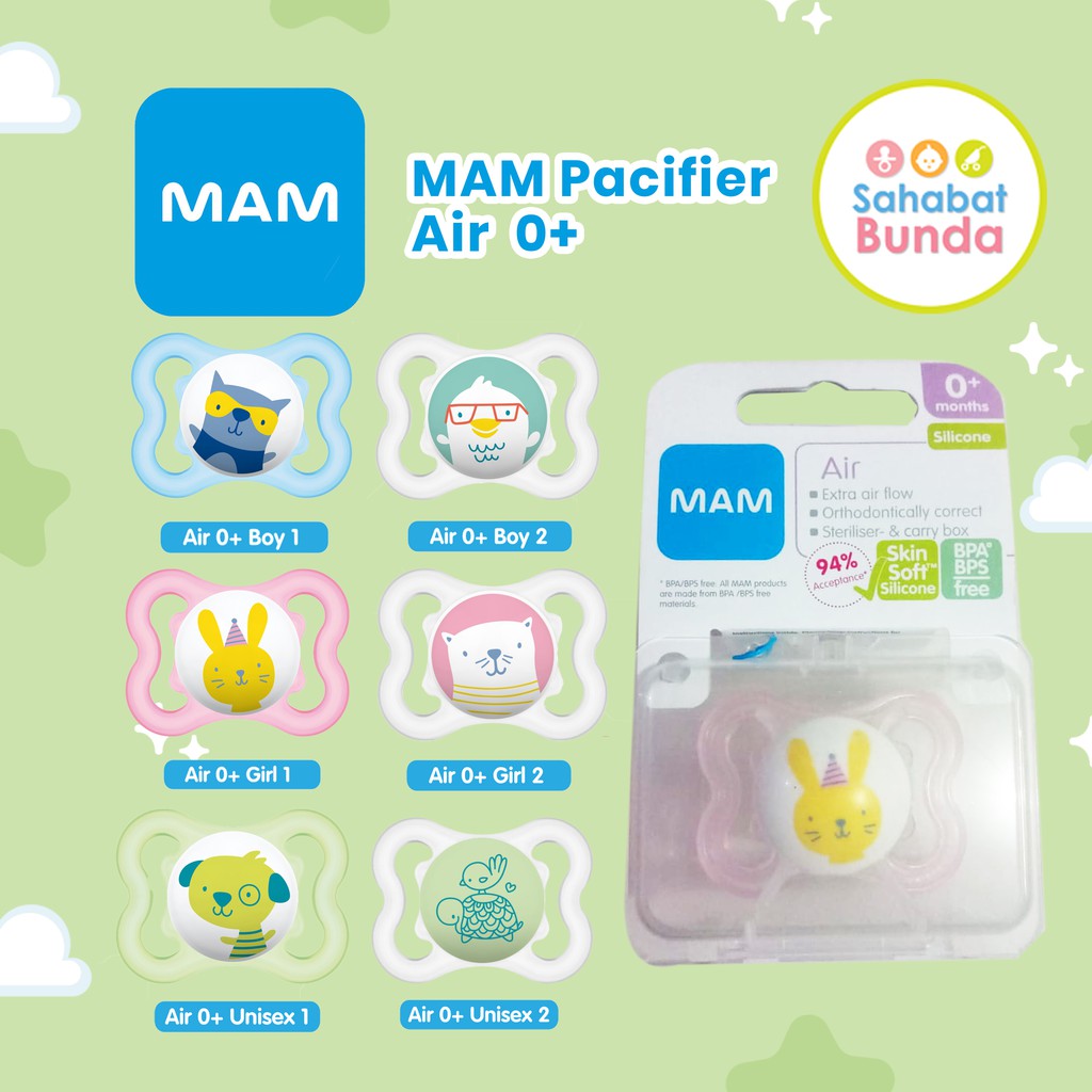 MAM Orthodontic Pacifier Air Ori Night 0-6M Baby Soother Empeng Bayi-Air 0+